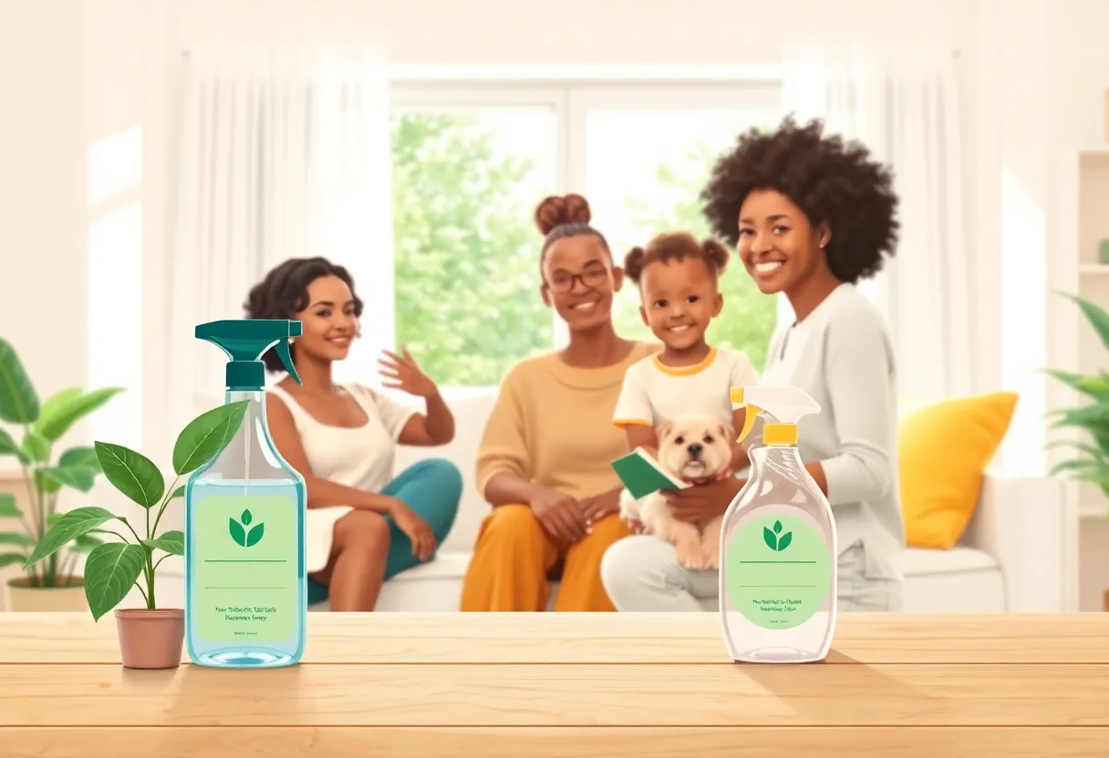 Famille de Yaoundé bénéficiant d'un nettoyage écologique avec Camer Clean et des produits bio